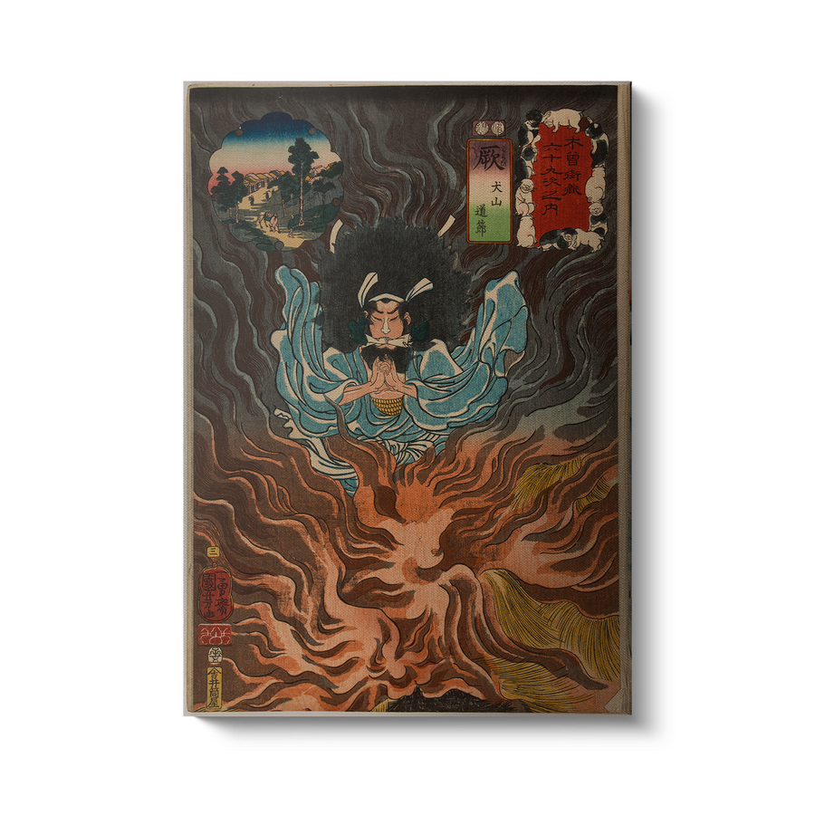 Estación Warabi; Inuyama Dosetsu, de Sesenta y nueve estaciones del Kisokaido - Utagawa Kuniyoshi