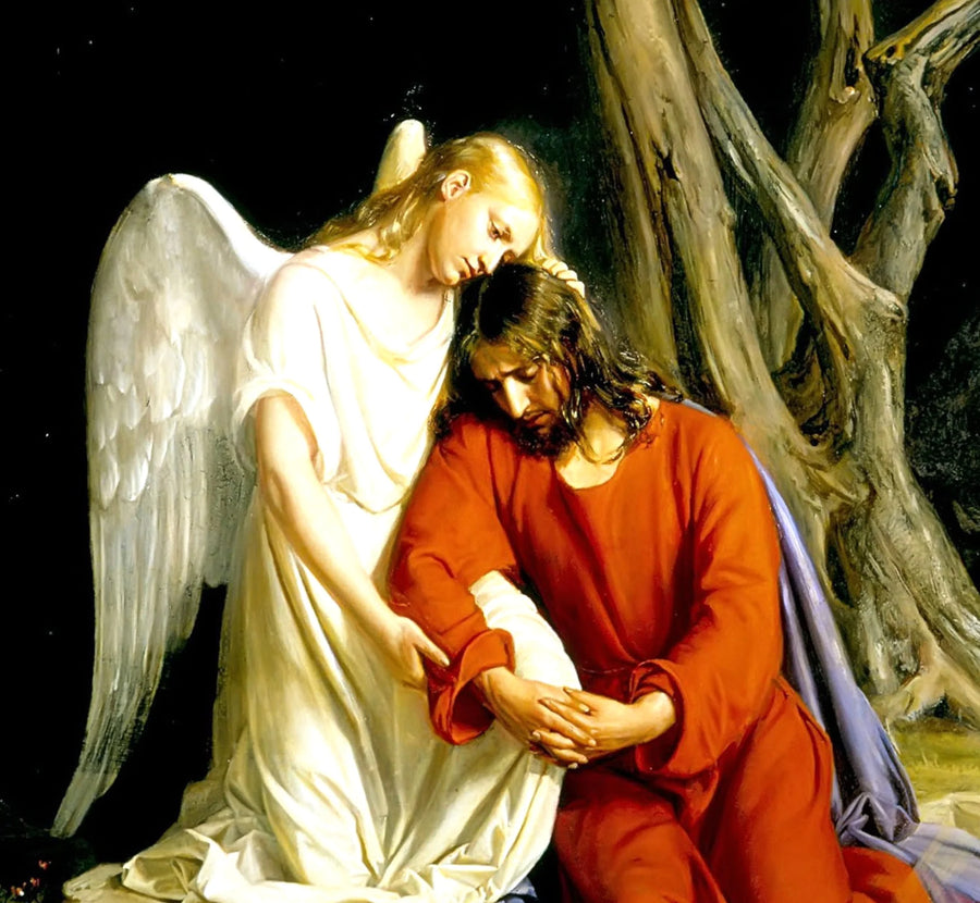 Un ángel consolando a Jesús antes de su arresto en el huerto (1873) - Carl Bloch