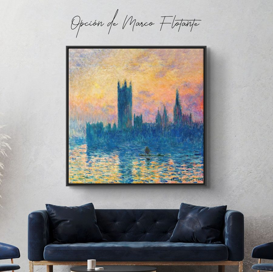 Las Casas del Parlamento al atardecer - Claude Monet