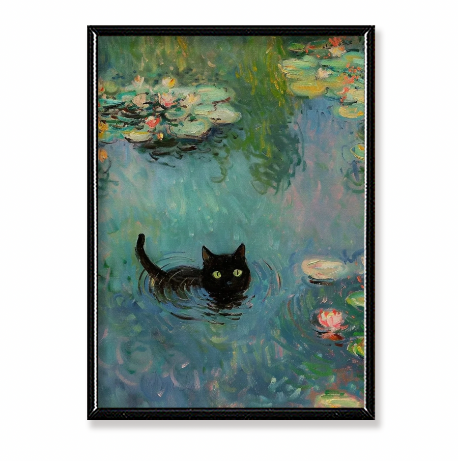 Claude Monet, Cat in Water Lilies