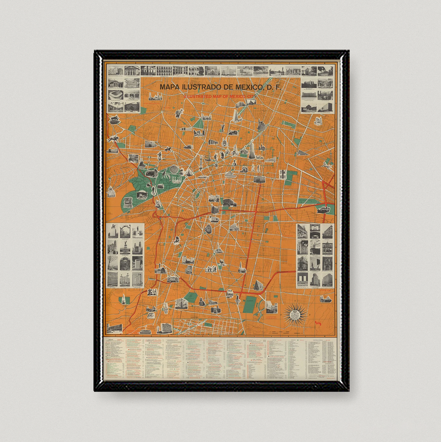 Mapa Ilustrado Ciudad De México 1969