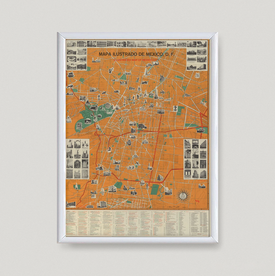 Mapa Ilustrado Ciudad De México 1969