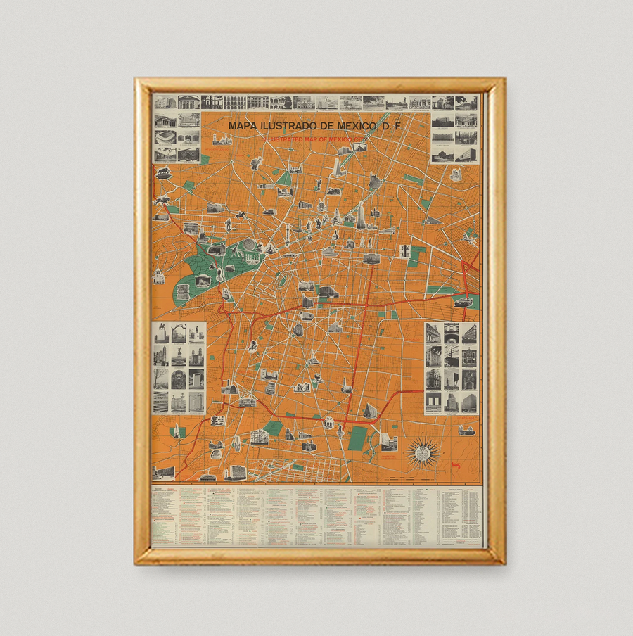 Mapa Ilustrado Ciudad De México 1969