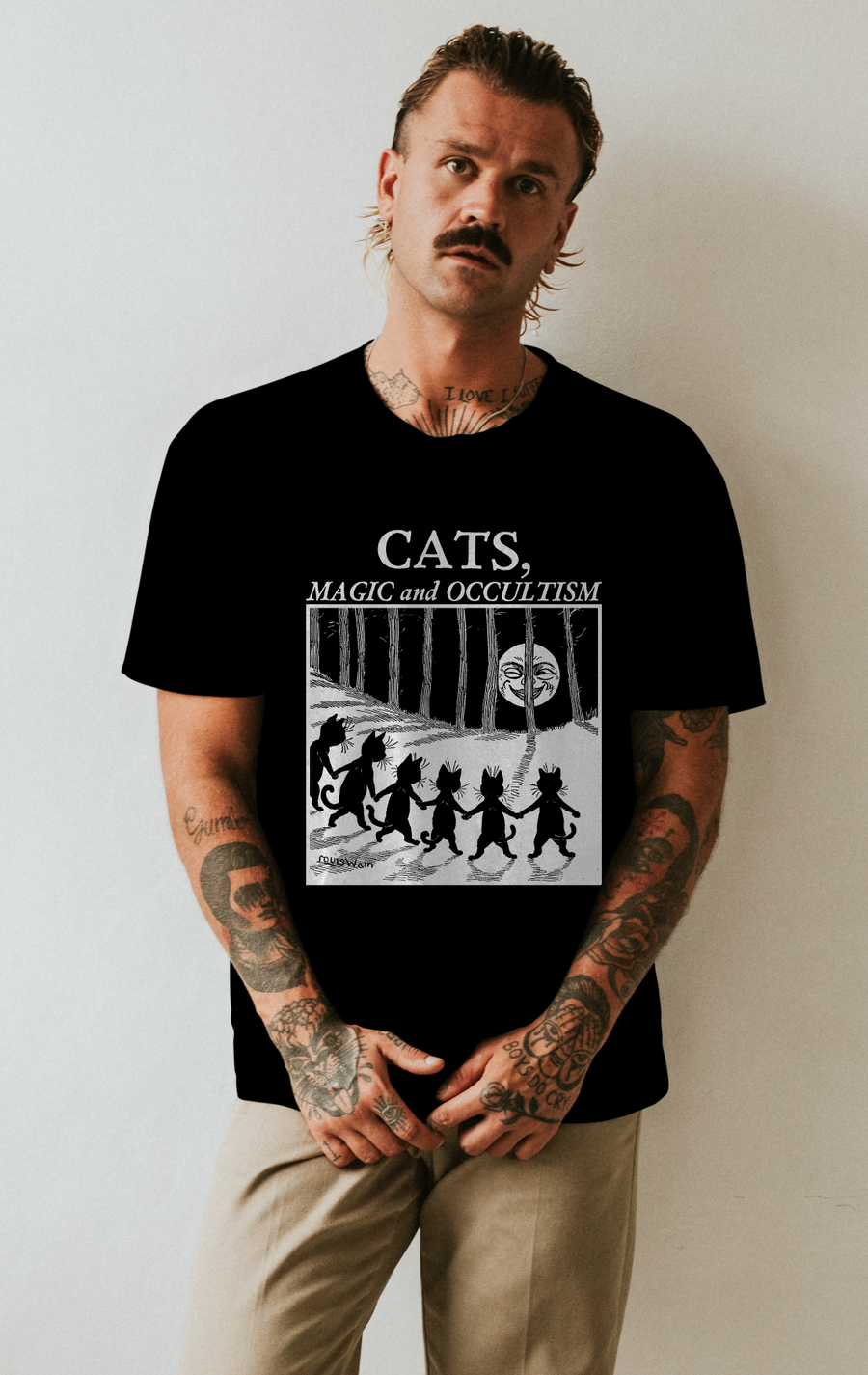 Cats Magic and Occultism, Louis Wain - Playera de manga corta