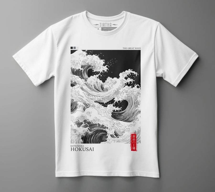 Katsushika Hokusai, Great Wave - Playera de manga corta