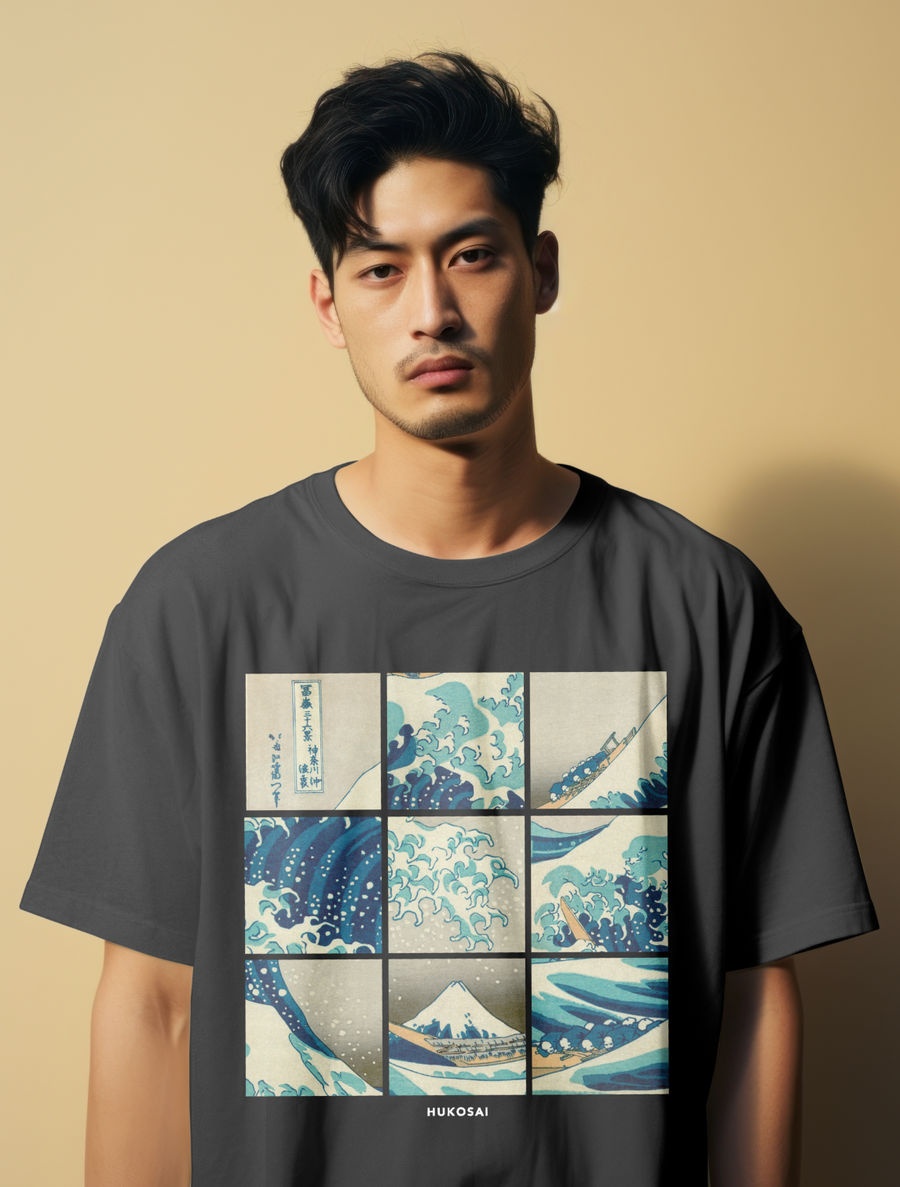 Hokusai Grid - Playera de manga corta