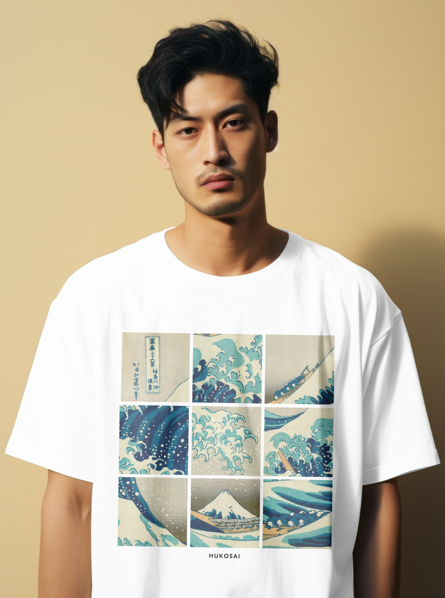 Hokusai Grid - Playera de manga corta