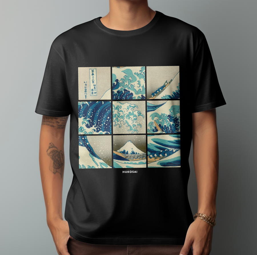 Hokusai Grid - Playera de manga corta
