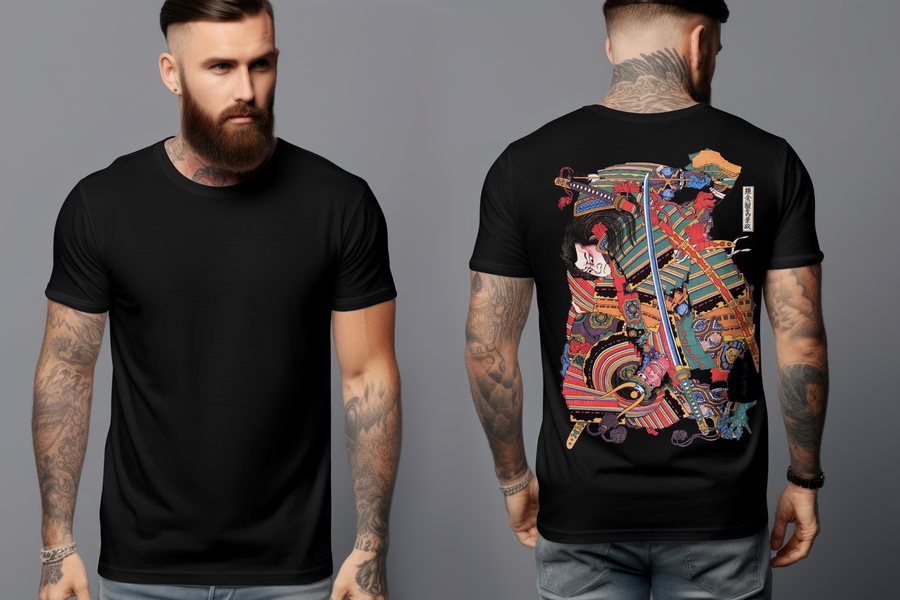 Ukiyo-e Samurai - Playera de manga corta