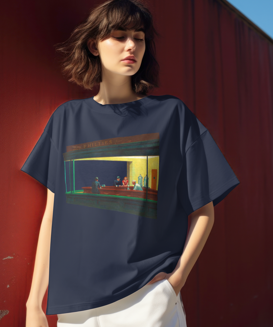 Nighthawks, Edward Hopper - Playera de manga corta