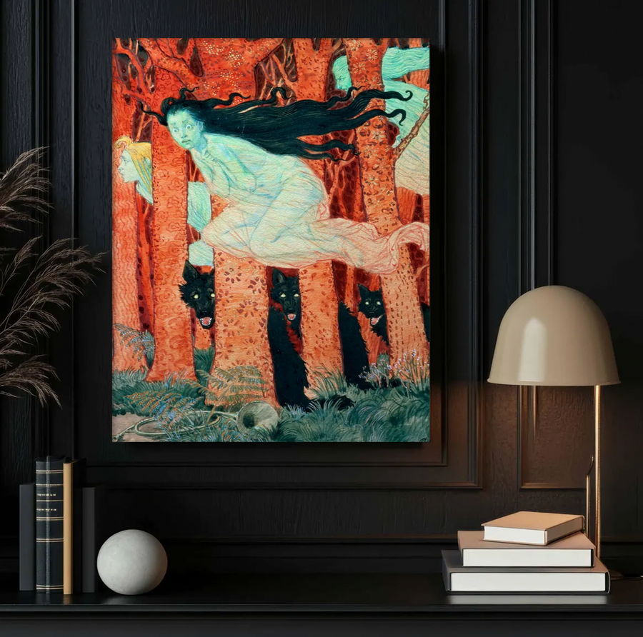 Tres brujas y tres lobos - Eugène Grasset