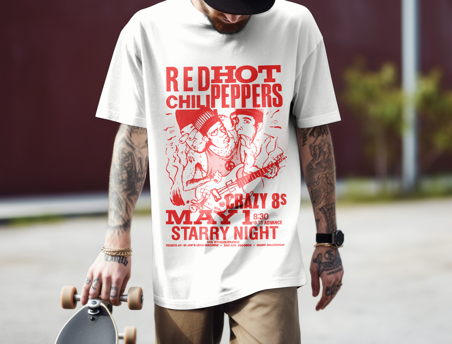 Red Hot Chili Peppers 1980s Concert Tour- Playera de manga corta