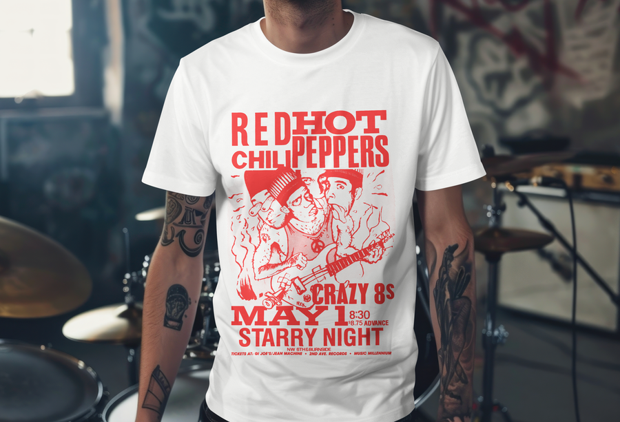 Red Hot Chili Peppers 1980s Concert Tour- Playera de manga corta