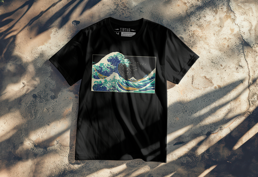 La Gran Ola, Hokusai - Playera de manga corta