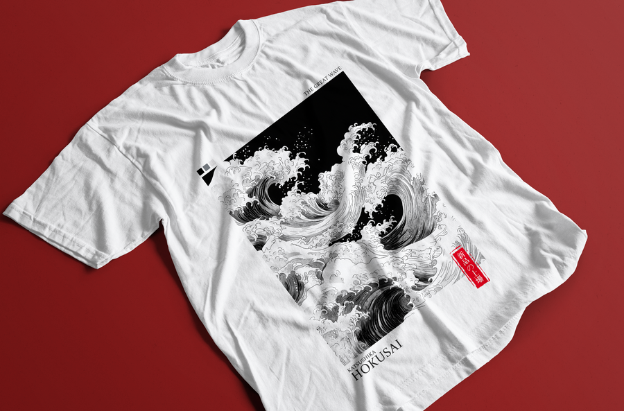 Katsushika Hokusai, Great Wave - Playera de manga corta
