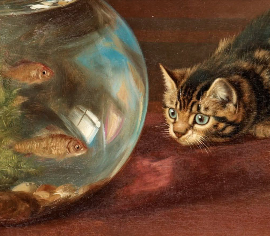 Cats cats by a fishbowl - Horatio Henry Couldery