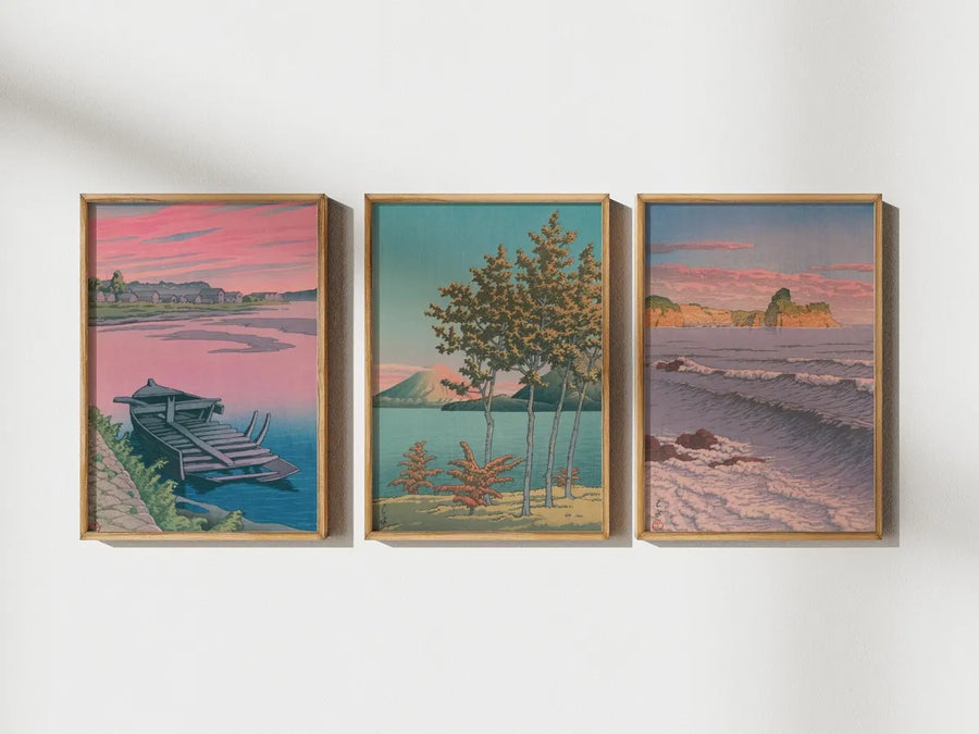 Paisajes de la Costa Japon Vintage de Kawase