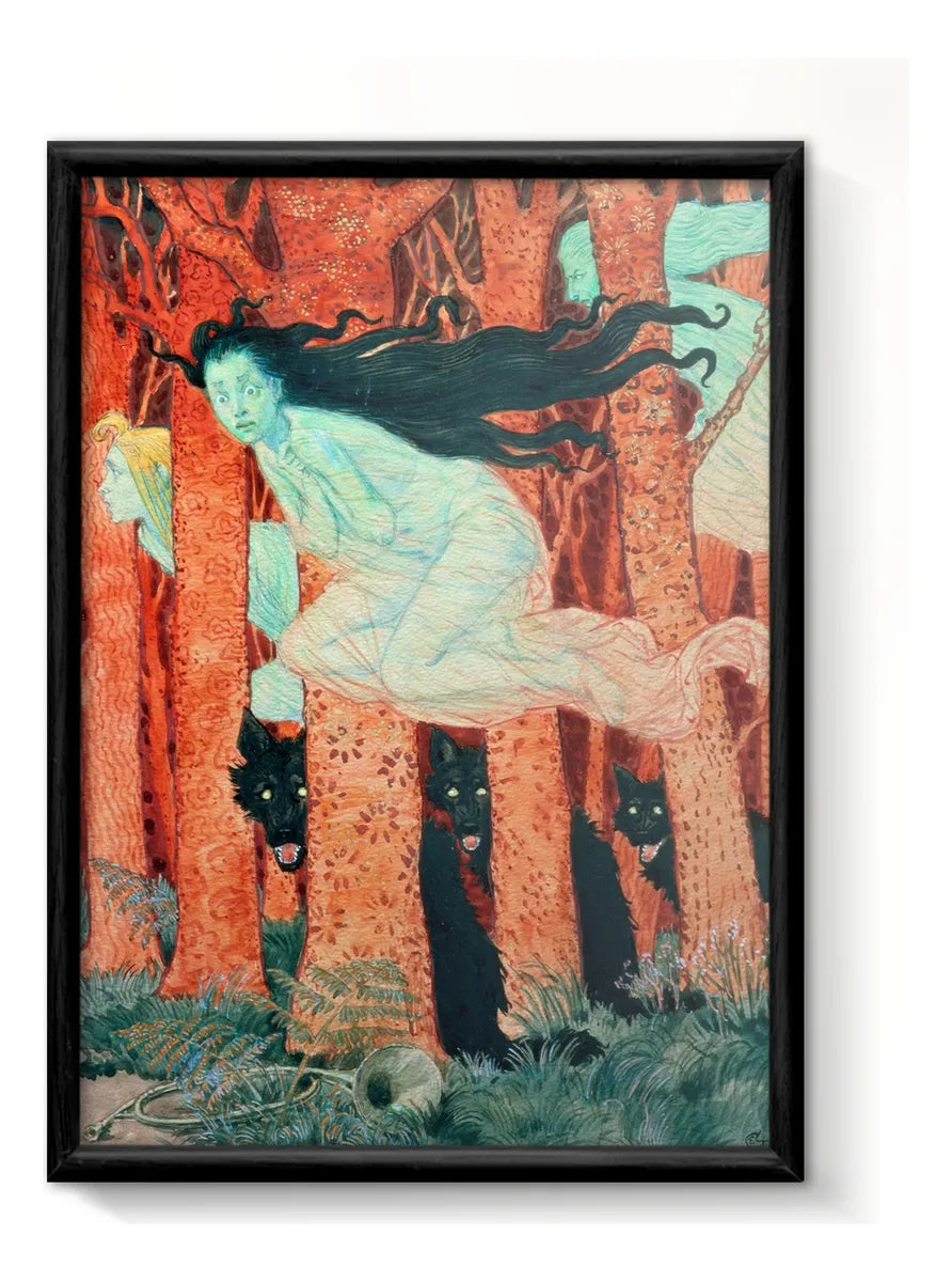 Eugène Grasset - Tres brujas y tres lobos