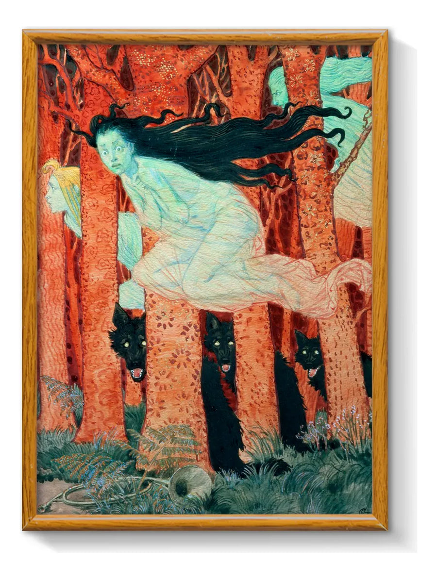 Eugène Grasset - Tres brujas y tres lobos