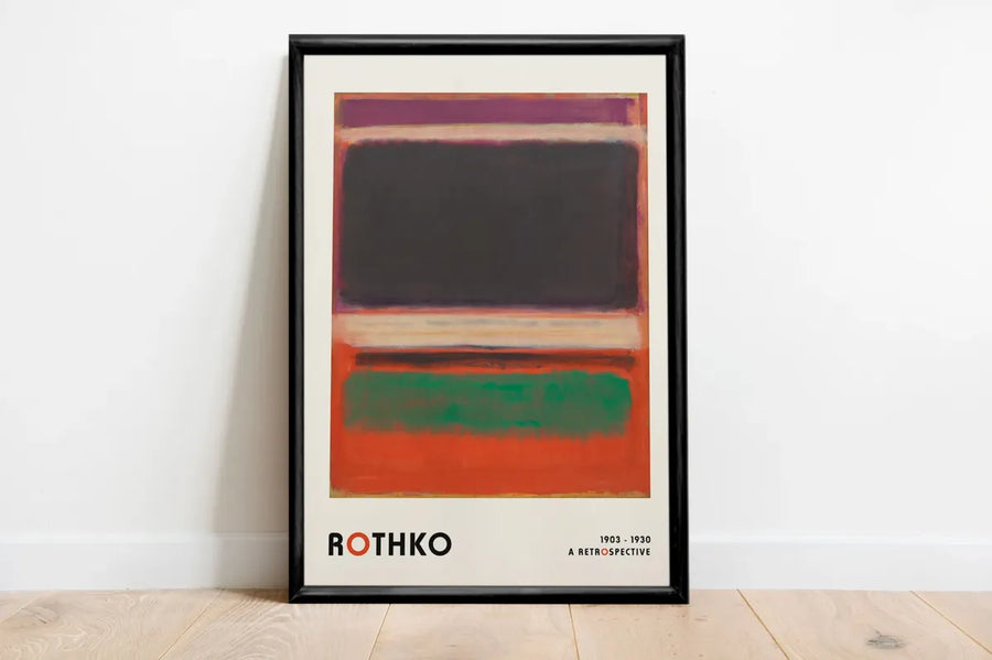 Mark Rothko Retrospective (1903 - 1930)  - Magenta Black Green on Orange