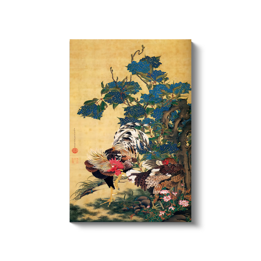 Gallo y gallina con hortensias - Ito Jakuchu (1716-1800)