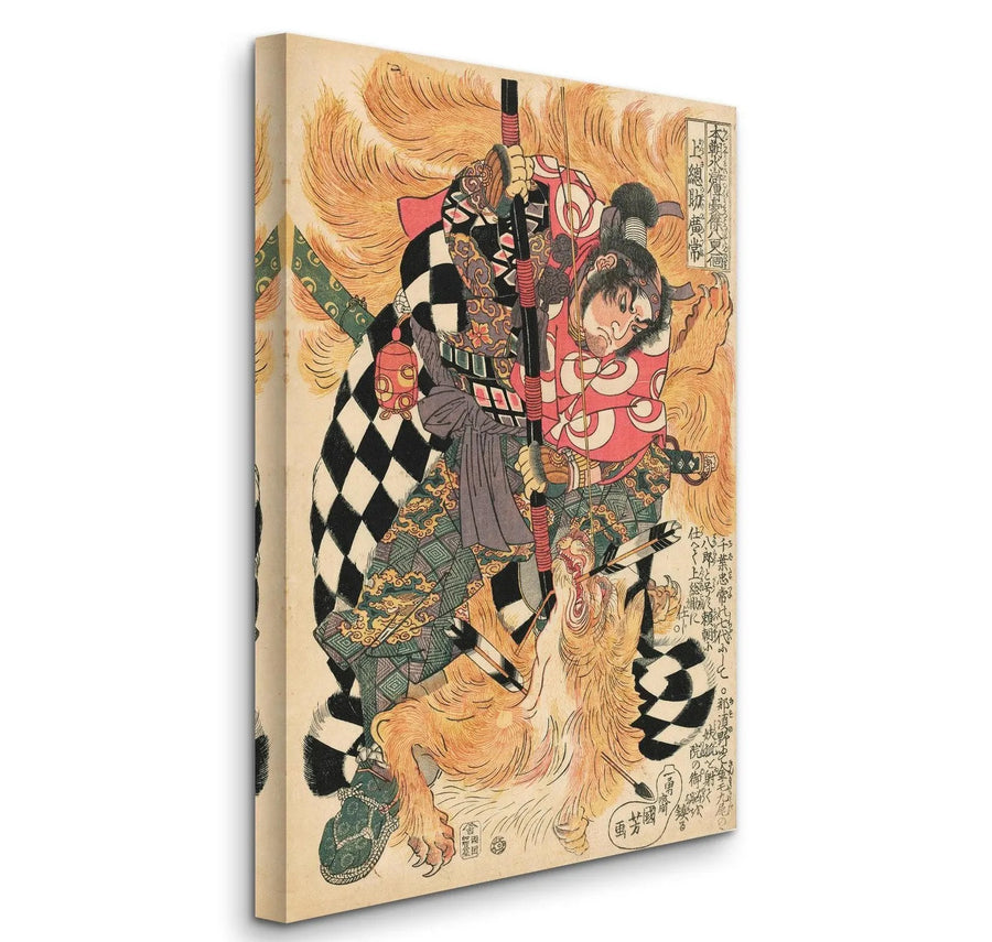 Kazusanosuke Hirotsune luchando contra el zorro de nueve colas (c. 1830-32) - Utagawa Kuniyoshi