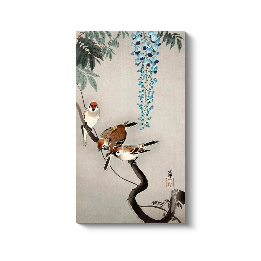 Gorriones y glicinas (c. 1930-1935) - Ohara Koson