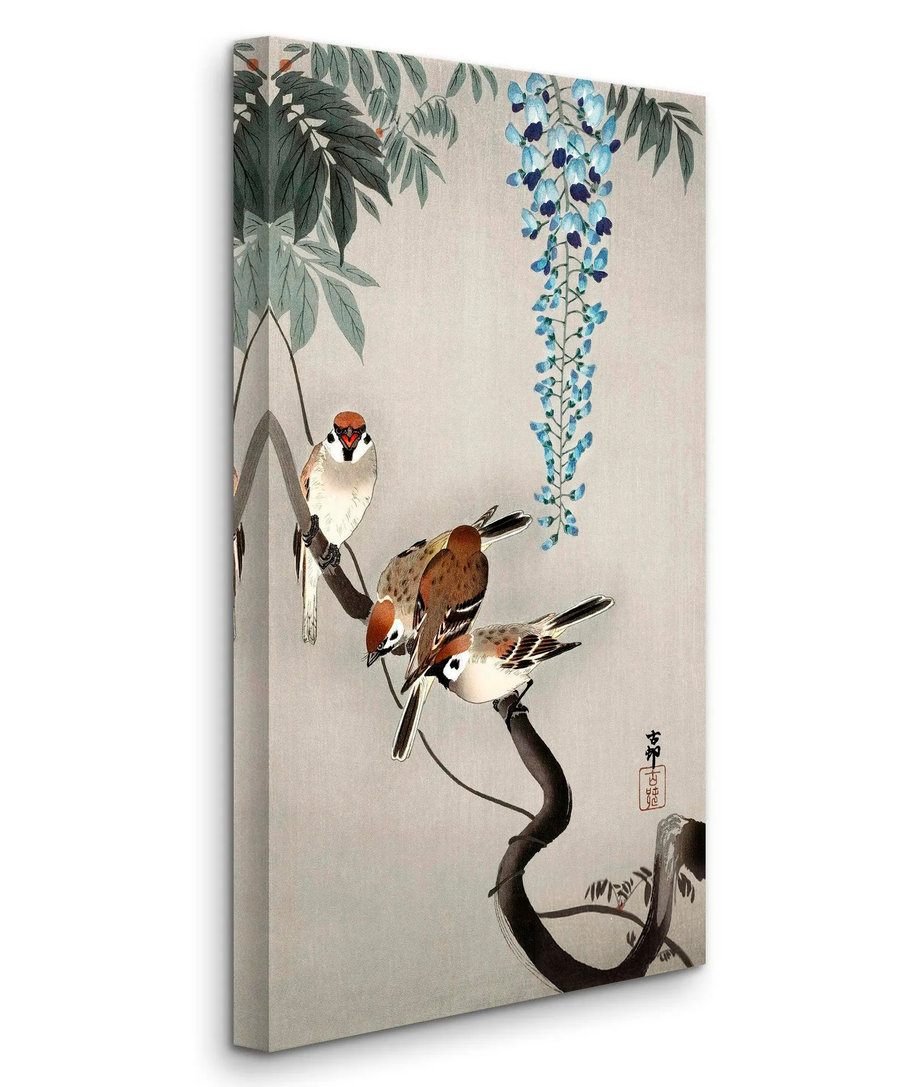 Gorriones y glicinas (c. 1930-1935) - Ohara Koson