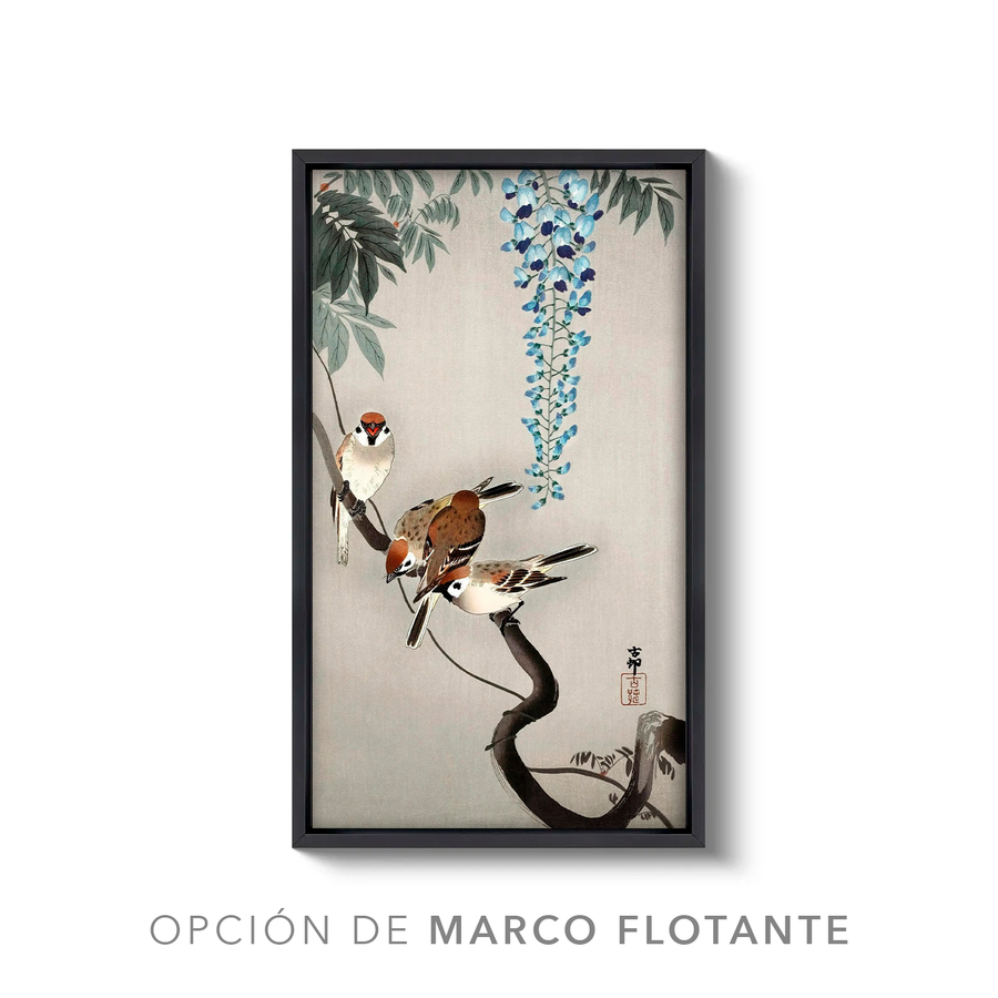 Gorriones y glicinas (c. 1930-1935) - Ohara Koson