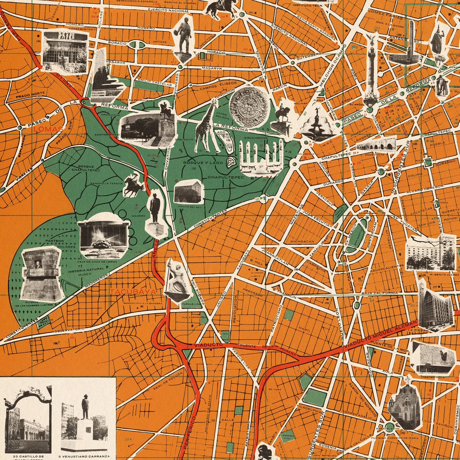 Mapa Ilustrado Ciudad De México 1969