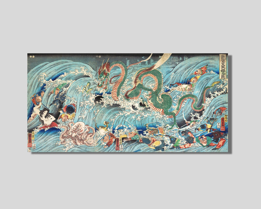 Recuperando la joya robada del palacio del rey dragón  - Utagawa Kuniyoshi