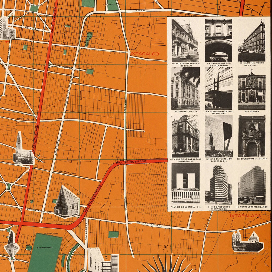 Mapa Ilustrado Ciudad De México 1969