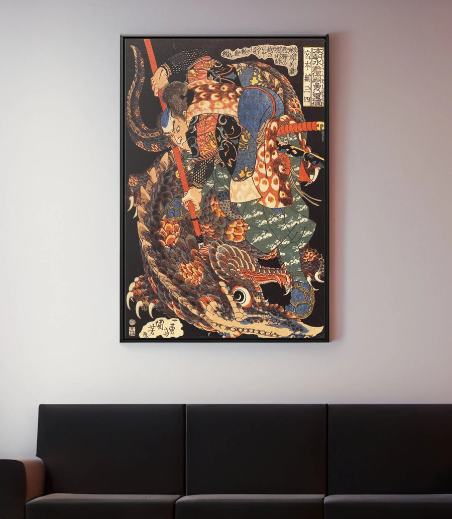 Miyamoto Musashi Killing A Giant Nue  - Utagawa Kuniyoshi