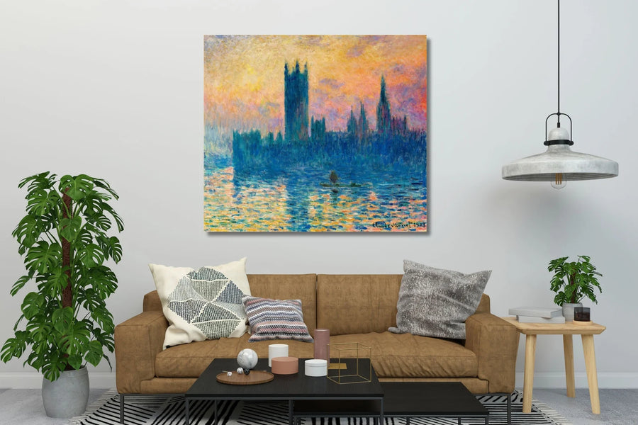 Las Casas del Parlamento al atardecer - Claude Monet