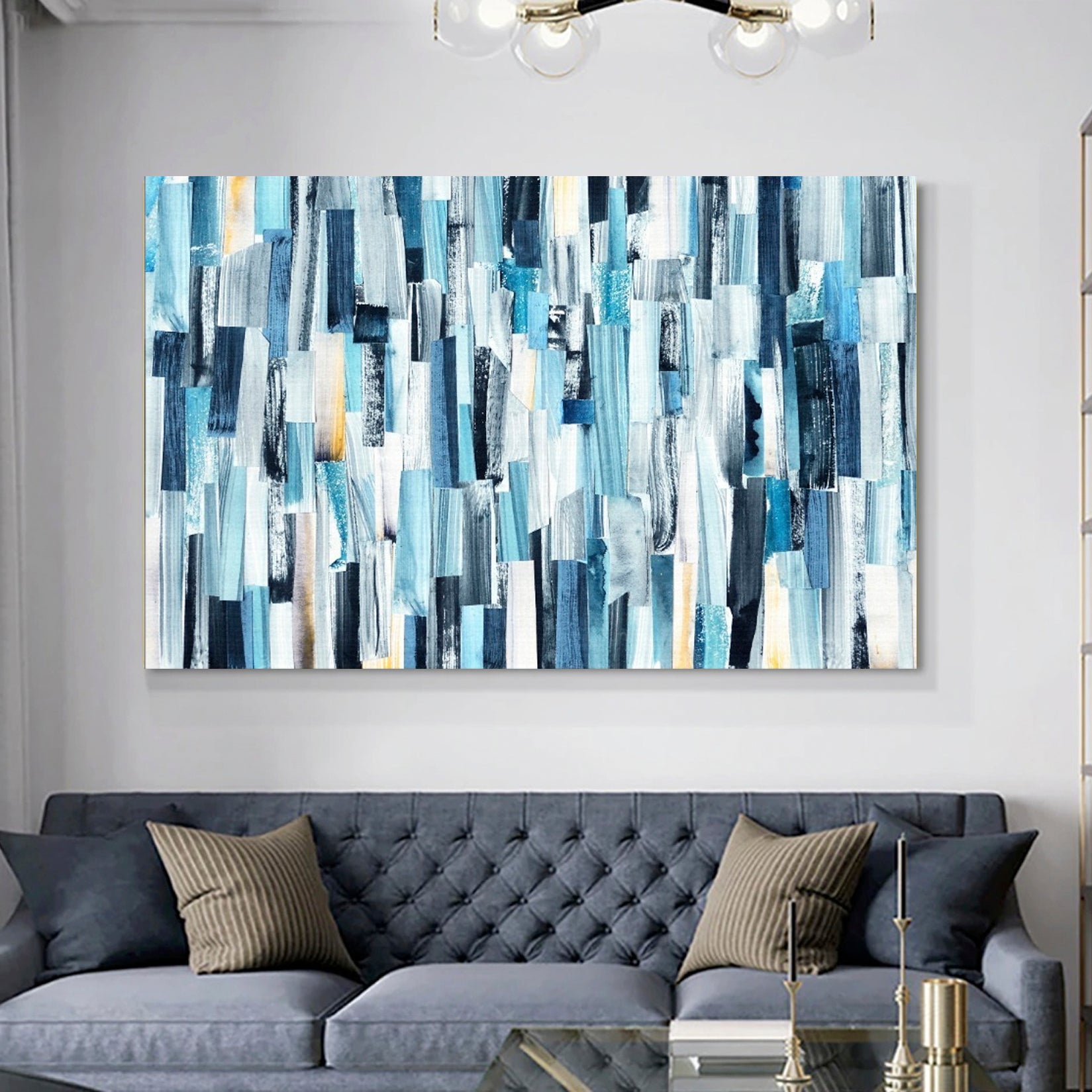 Lluvia abstracta azul – Deco Galería