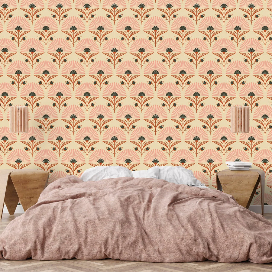 Art Deco Floral Soft Pink