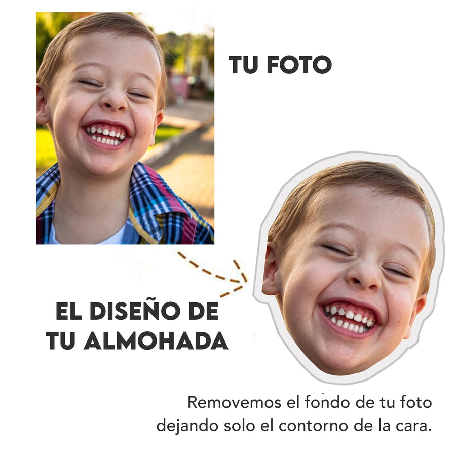 Almohada de foto personalizada bebe niño con forma de cara