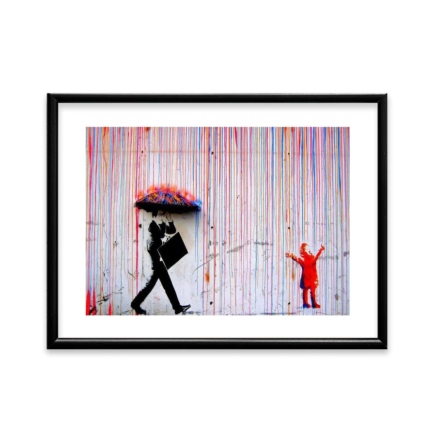 Cuadro con marco de Banksy Lluvia de colores