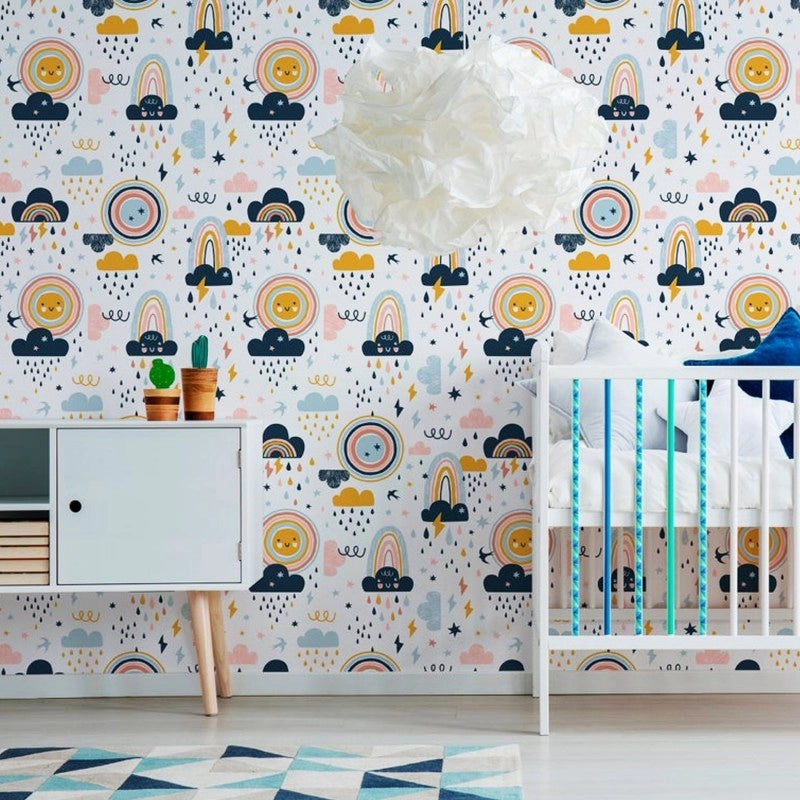 Decoración cuarto niños bebé de arcoíris vinil tapiz