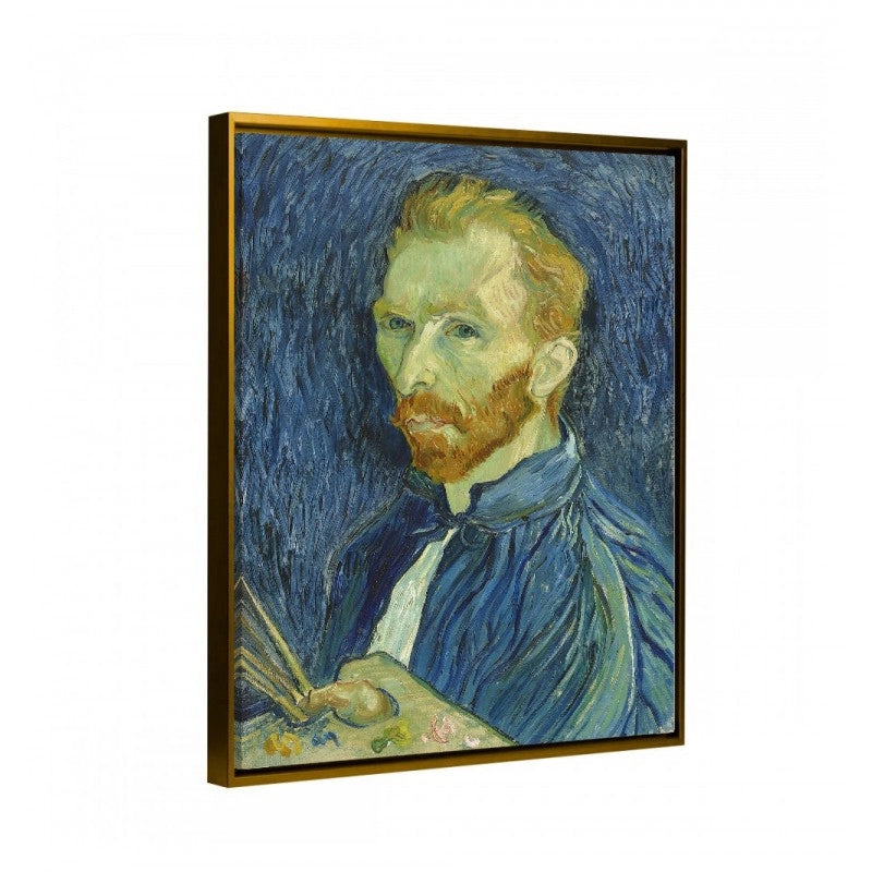 Cuadro Decorativo autorretrato de van gogh con marco flotante oro