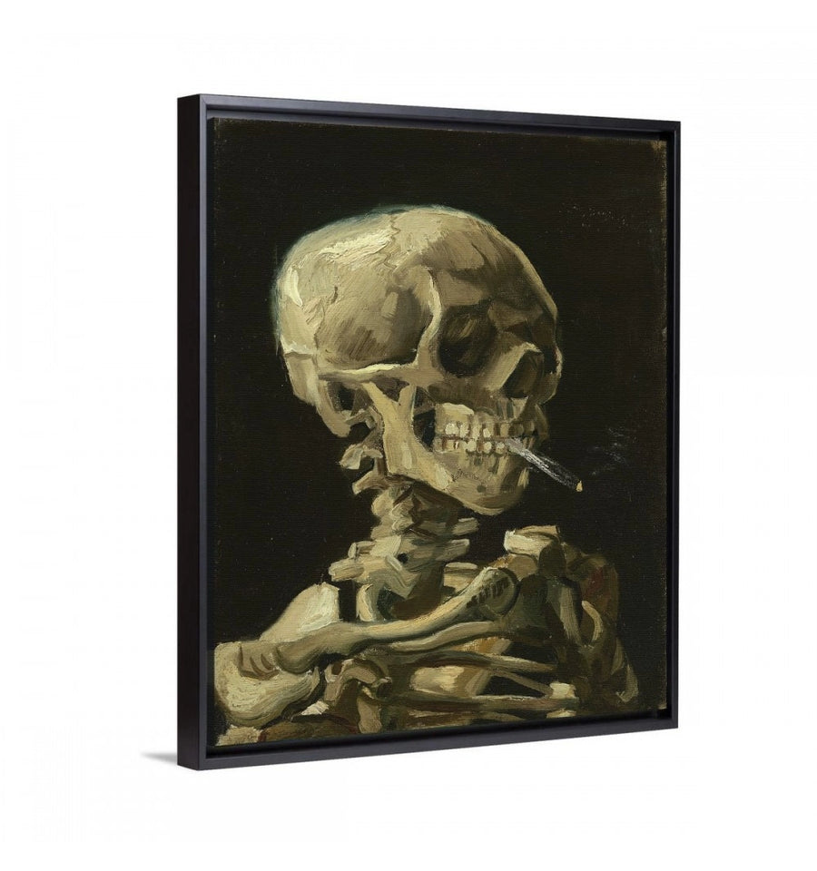 Cuadro canvas Calavera de Van Gogh con marco flotante negro