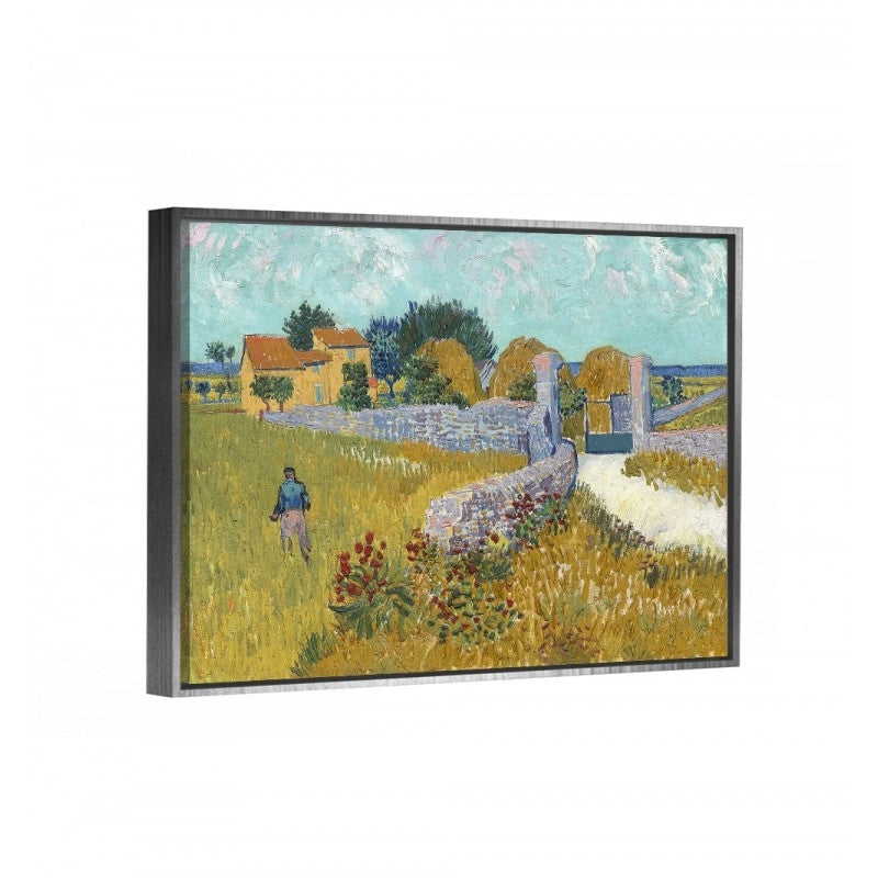 Cuadro decorativo canvas casa de campo de van gogh con enmarcado flotante plata