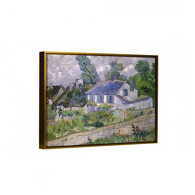 Cuadro de van gogh casas en auvers con marco flotante oro