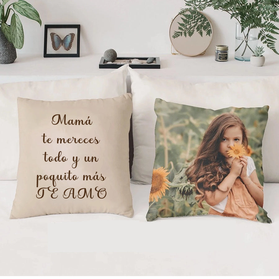 cojin personalizado con foto y frase