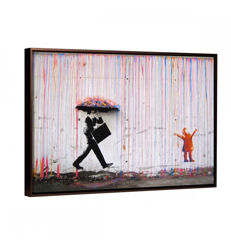 cuadro decorativo color rain Banksy enmarcado