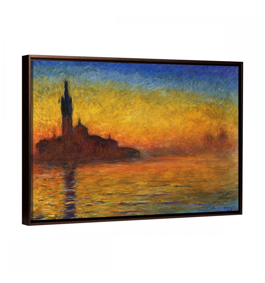 Cuadro enmarcado crepúsculo de claude monet con marco flotante chocolate