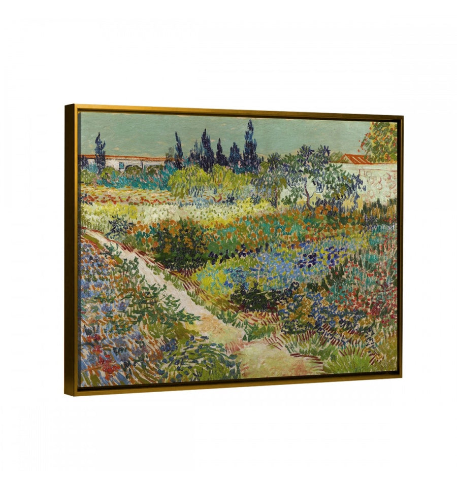 Cuadro el jardin de arles de van gogh con marco flotante oro