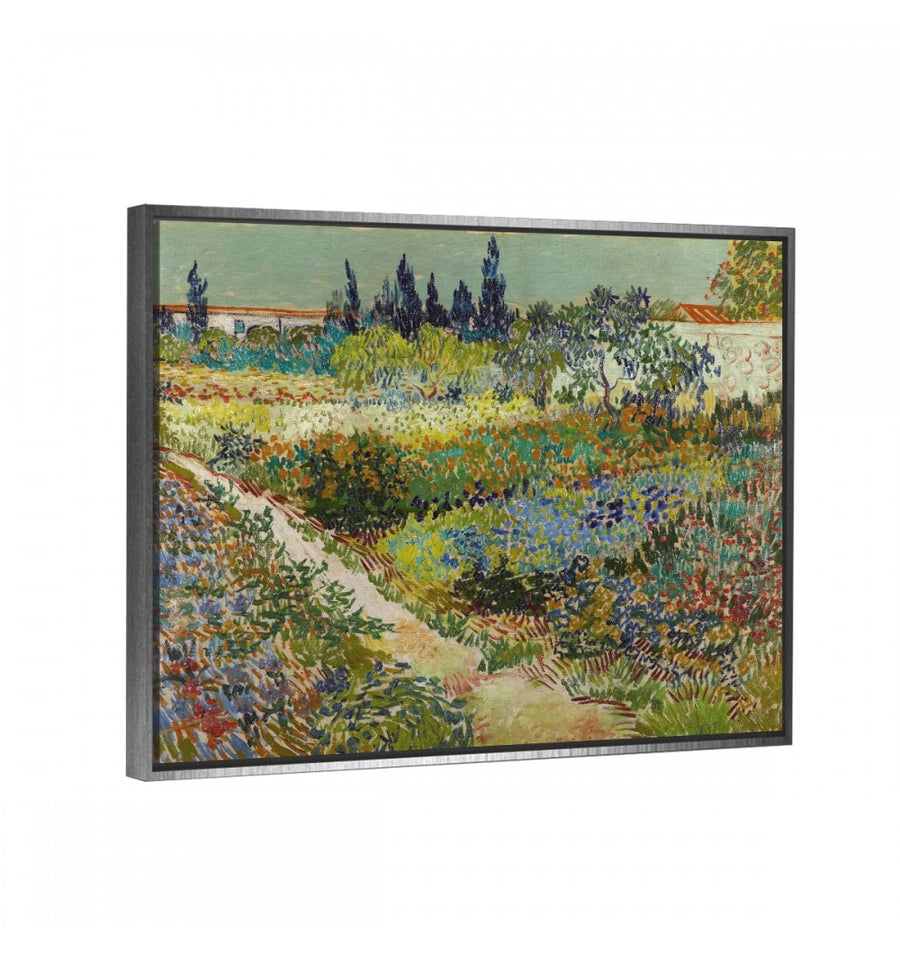 Cuadro el jardin de arles de van gogh con marco flotante plata