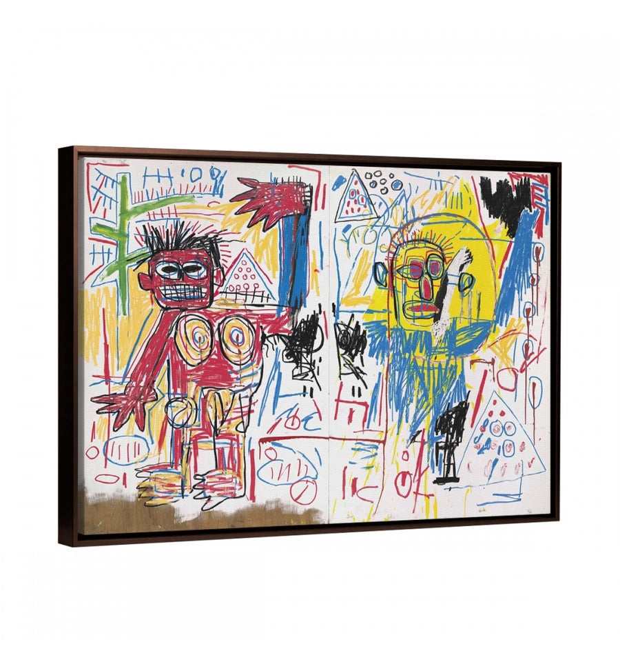 cuadro decorativo de basquiat díptico con marco flotante 