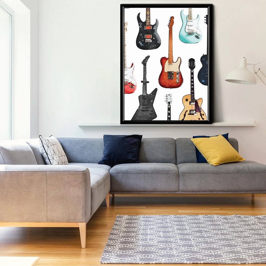 Cuadro de Guitarras Eléctricas póster enmarcado